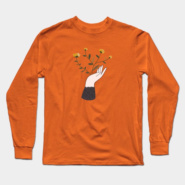 hand with flowers Long Sleeve T-Shirt by Pacesyte